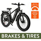 Ozark Trail Electric Fat Tire Bike, 26in, 48V, Class 2, Black, Fits Riders 5ft 2in - 6ft 1in - M.3 Ranger+