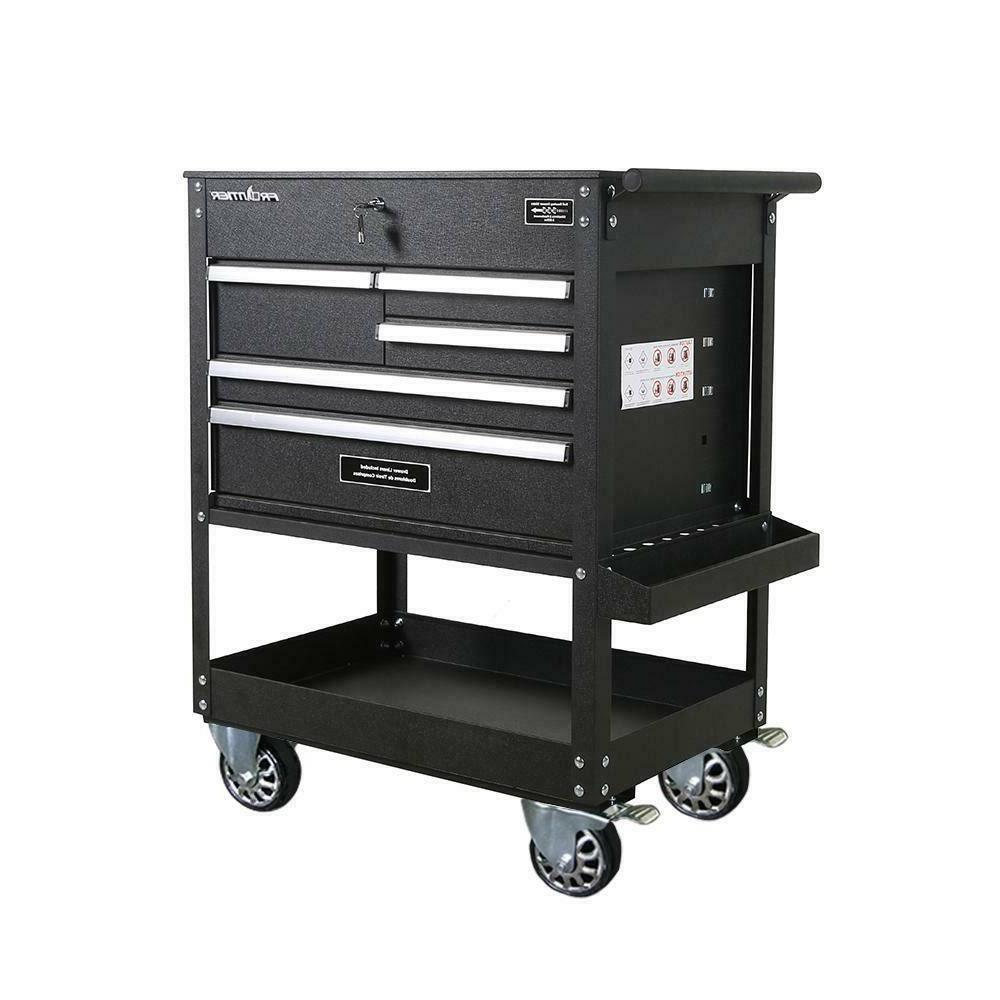 5-Drawer Rolling Steel Tool Cabinet With Locking System - Black