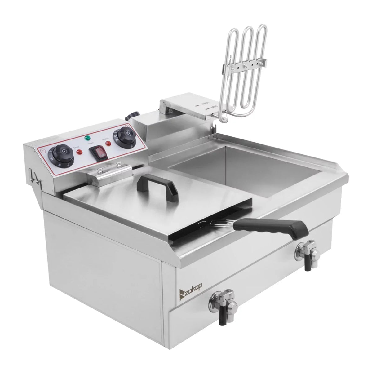 Stainless Steel Dual-Tank Deep Fryer With Faucet Drains, 16.9 QT, 3400W - EH102V