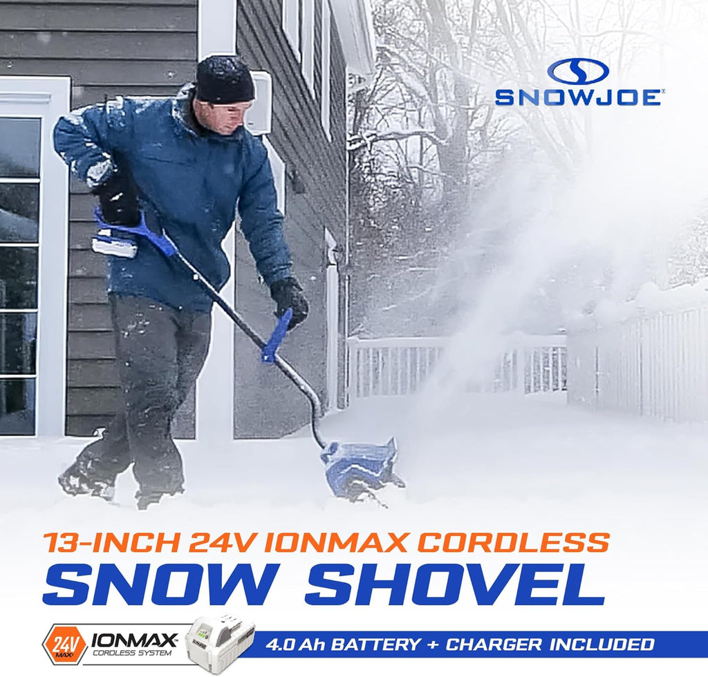 Snow Joe Cordless Electric Snow Shovel Kit, 13 inch Clearing Path, 24V 4.0-Ah Battery - 24V-SS13-TV1
