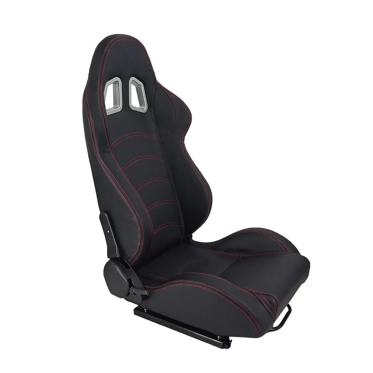 PVC Single Adjuster Double Track Racing Seats, Black - Pair