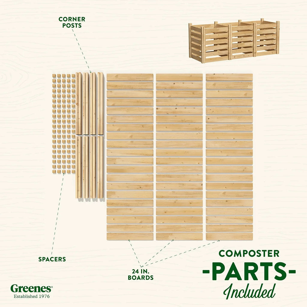 Greenes Fence Cedar Wood Composter 24 in x 24 in x 31 in, 77.3 Gal.