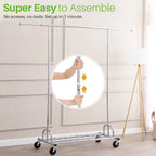Hokeeper Heavy Duty Garment Rack, 550 lbs, 45.66-70.86 in Adjustable Rail, Silver