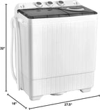 Costway Double Tub Washing Machine, 26 lb Capacity, 18 lb Wash, 8 lb Spin, Drain Pump