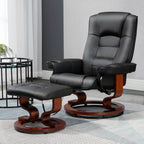 AVAWING Faux Leather Swivel Massage Recliner Chair With Ottoman - Black