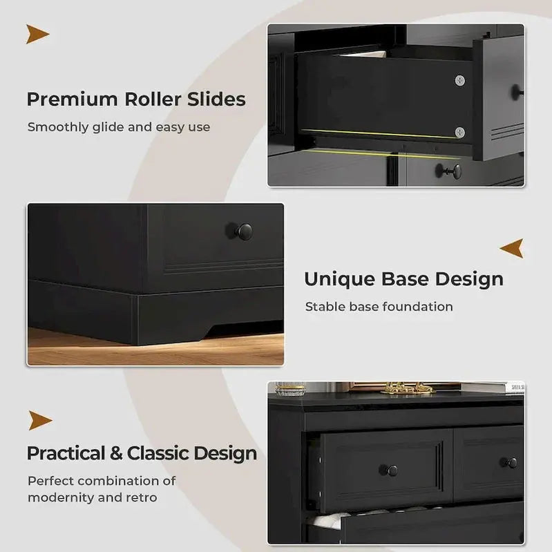 10-Drawer Wooden Dresser - Tall Chest Of Drawers