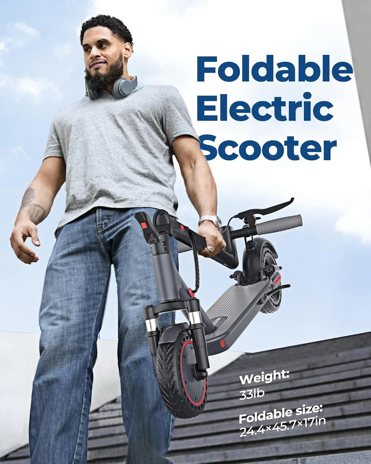 Electric Scooter 350W/500W Motor, 8.5/10 Solid Tires, 19/22 Mph, 28/21/12 Miles Range