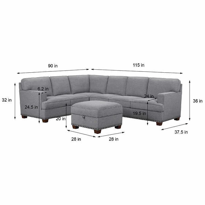 Thomasville Emilee Fabric Sectional With Storage Ottoman