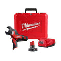 Milwaukee M12 12V Lithium-Ion Cordless 600 MCM Cable Cutter Kit With One 3.0Ah Battery, Charger And Hard Case
