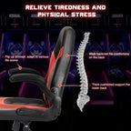 Ergonomic Computer Gaming Chair With PU Leather, Lumbar Support, And Flip-Up Armrests