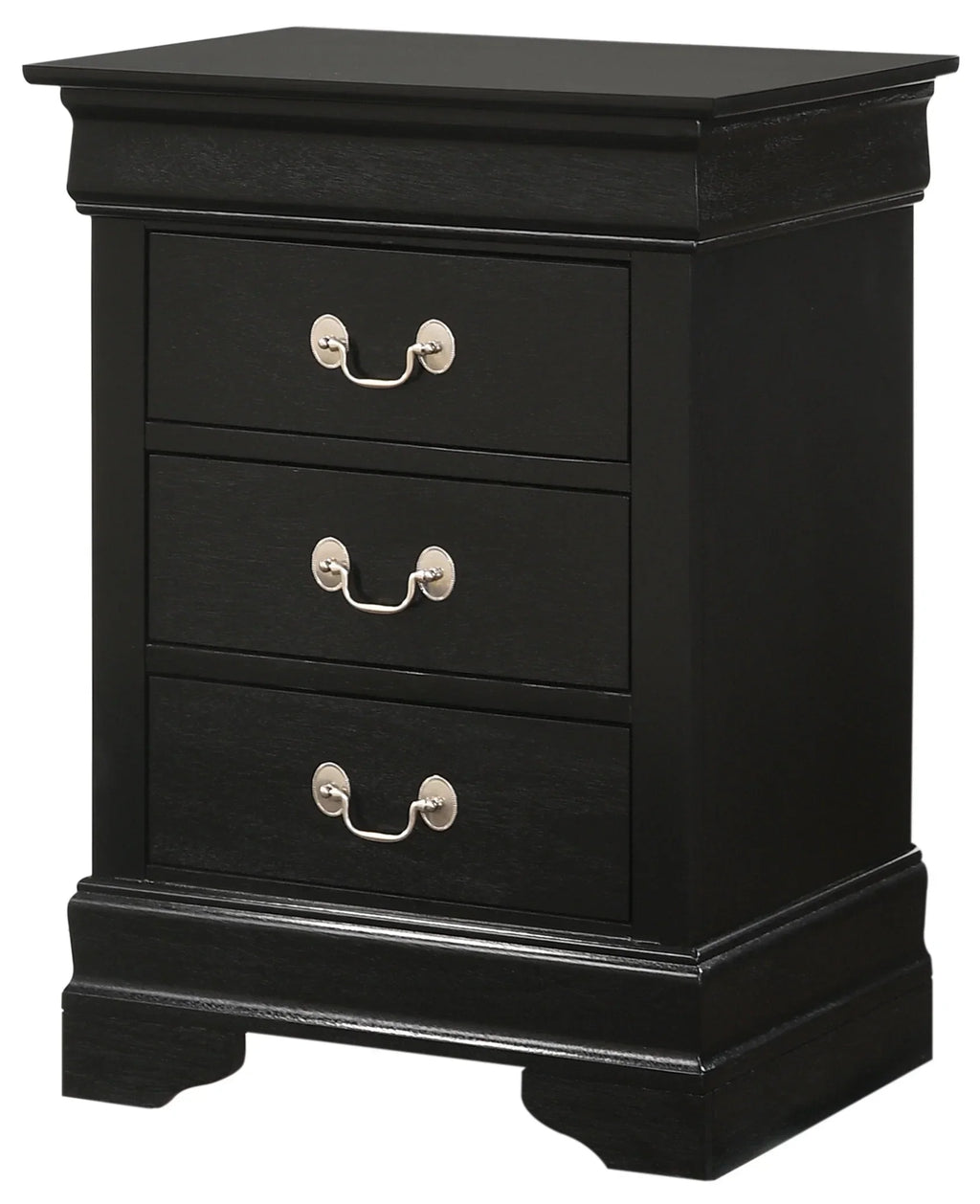 Glory Furniture Louis Phillipe 3 Drawer Nightstand, Black - G3150-3N