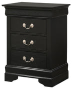 Glory Furniture Louis Phillipe 3 Drawer Nightstand, Black - G3150-3N