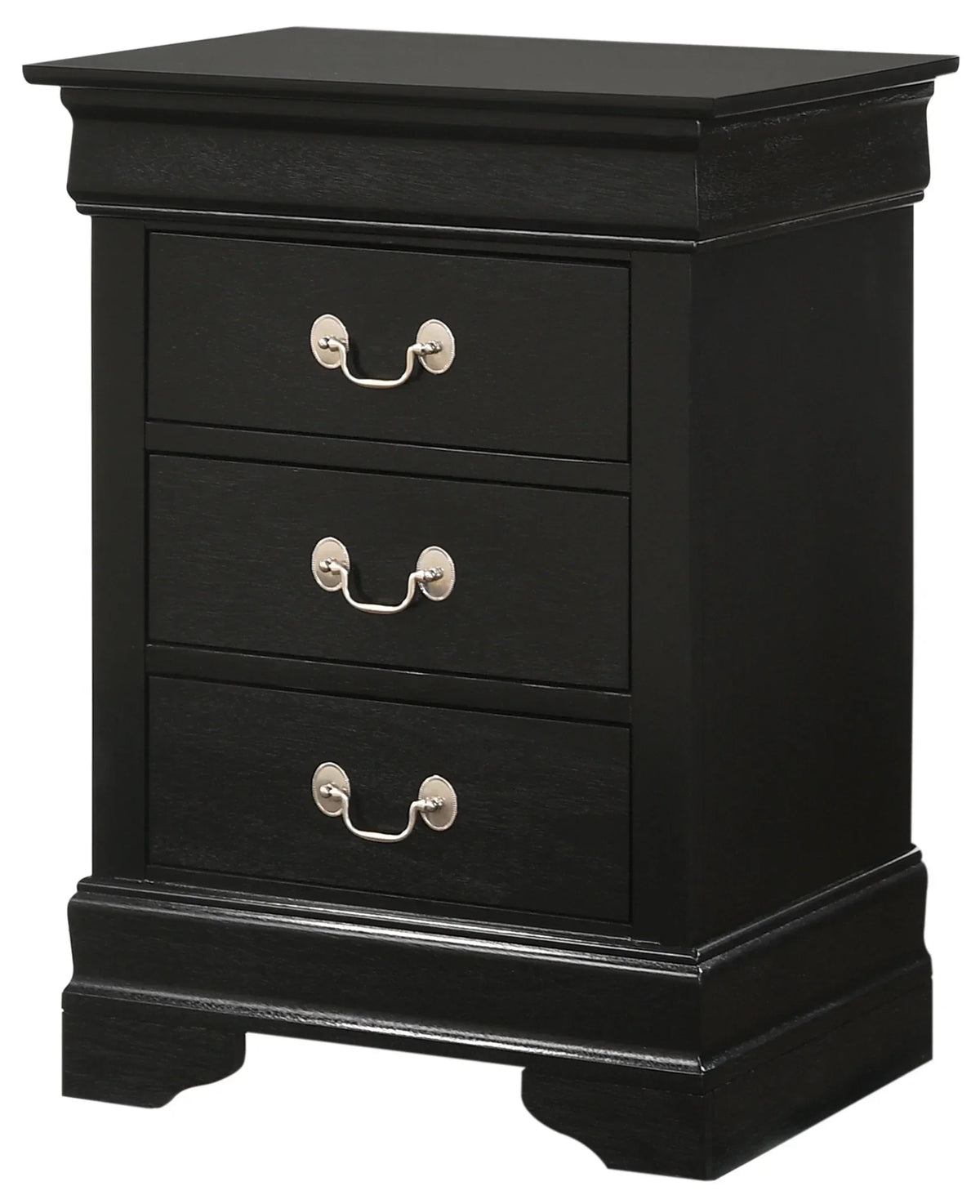 Glory Furniture Louis Phillipe 3 Drawer Nightstand, Black - G3150-3N