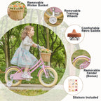 Glerc Girls' Kids' Bike, 12 inch, Pink, Ages 2-4 Years - Little Molly
