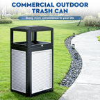 Outdoor Commercial Trash Can, 40 Gallon, Steel Mesh With Metal Liner - Black