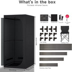 Portable Far Infrared Dry Sauna Box With Red Light Therapy, 9 Levels, 5.9ft x 2.9ft x 2.6ft