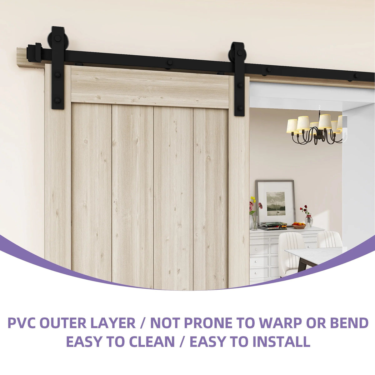 Uforic Sliding Barn Door With Hardware Kit, 48 x 84 in, Gray