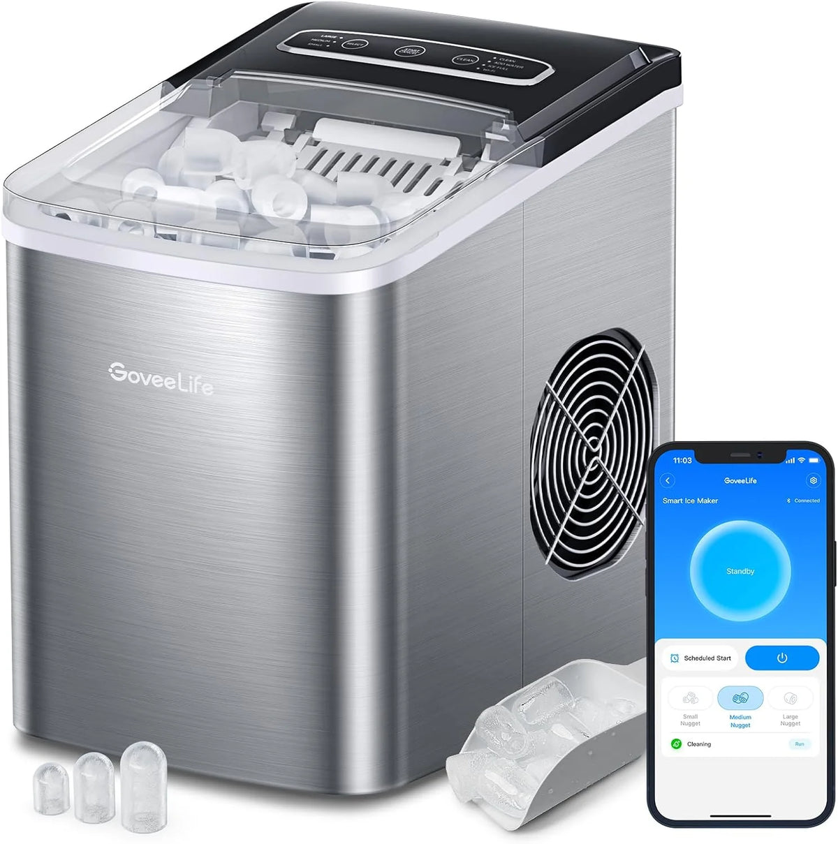 GoveeLife Smart Countertop Ice Maker, 2 L, 26 lbs Per 24 Hours, Two Ice Sizes