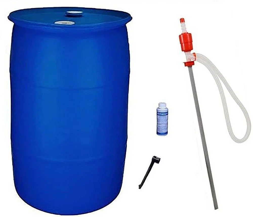 55 Gallon Emergency Water Storage HDPE Barrel Combo Pack - 23 x 23 x 34 in