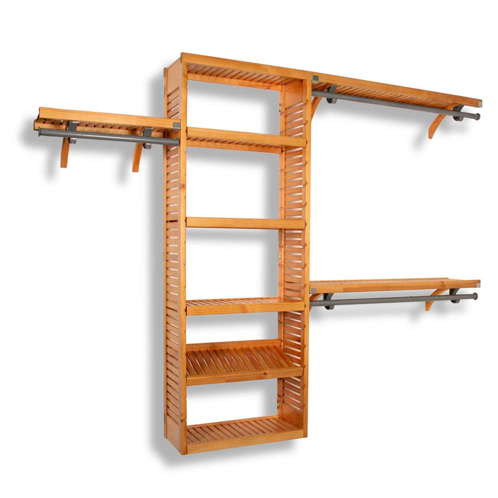 John Louis Home Premier Closet Organizer, 12 Inch Depth, 6 ft Storage Tower, Honey Maple - Fits Up To 10ft Wide