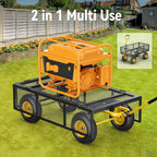 Vibemo Steel Garden Cart 2-in-1, 1400 lbs, 13 in Pneumatic Tires, Black - VB-GC02