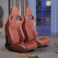 2-Piece Ergonomic PVC Racing Simulator Seats With Adjustable Double Slide Rails, Black/Brick Red - 313 lbs Per Seat