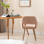 HengMing Faux Fur Mid Century Dining Side Chairs With Painted Steel Legs
