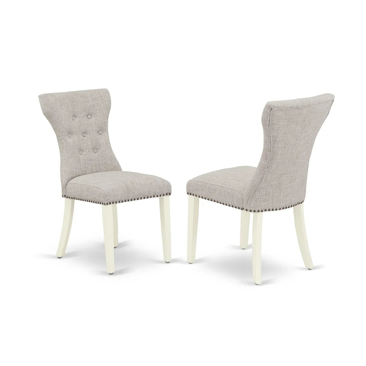 HomeStock 6-Piece Kitchen Dinette Set With Doeskin Linen Fabric Chairs, Bench And Linen White Table - Rustic Recluse