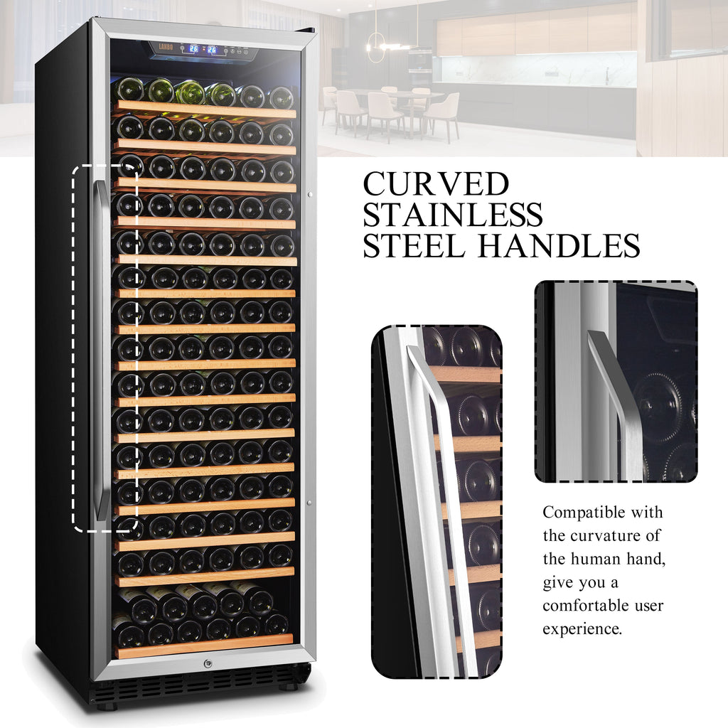 Lanbo 165 Bottle Built-In Black Single Zone Wine Cooler, 24 inch Width - LW177S
