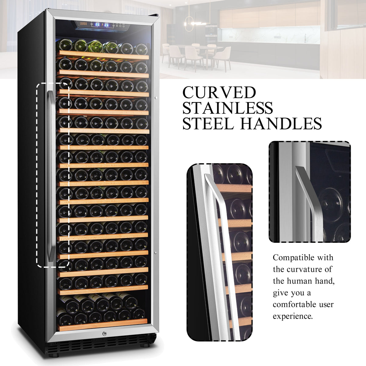 Lanbo 165 Bottle Built-In Black Single Zone Wine Cooler, 24 inch Width - LW177S