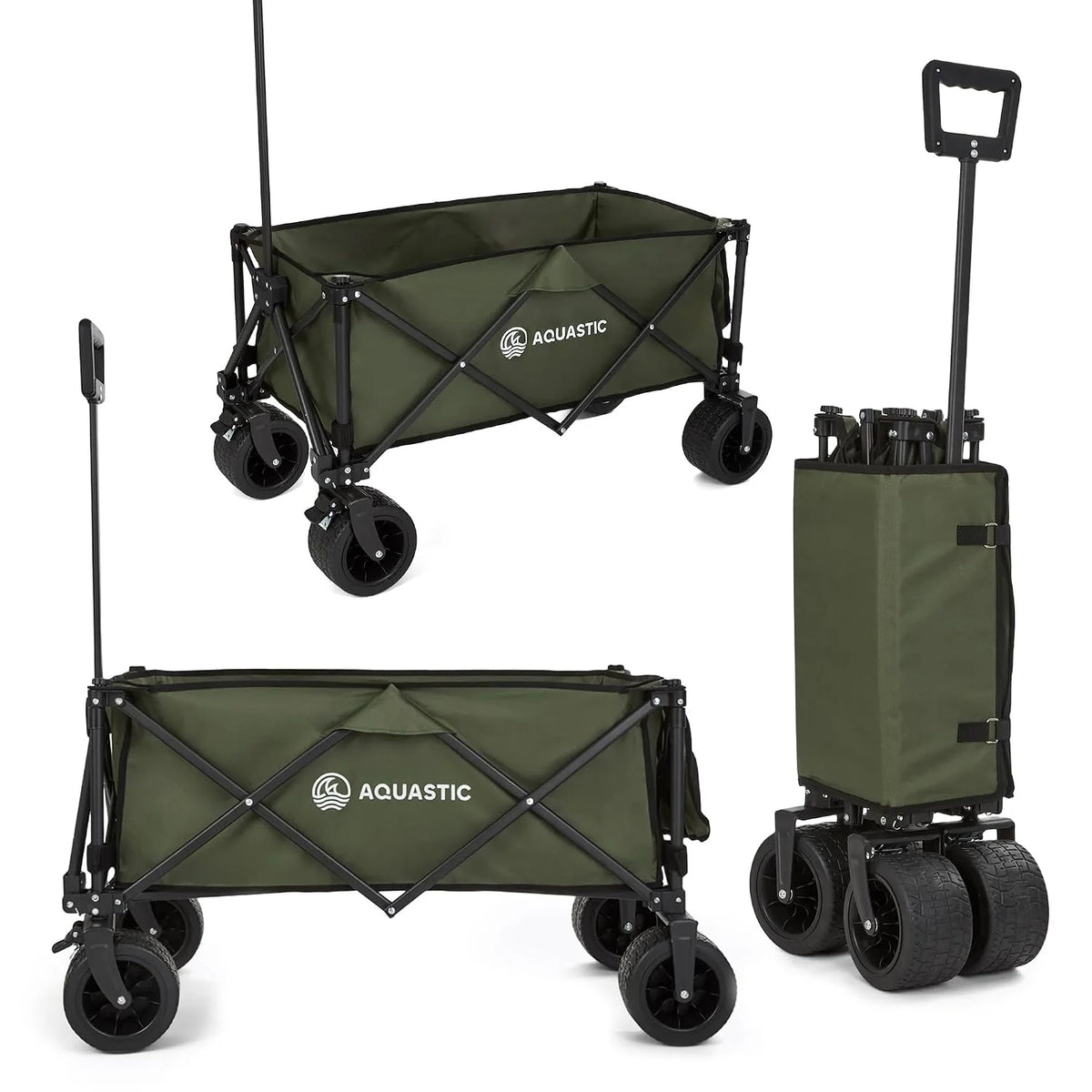 AQUASTIC Folding Transport Cart, 127 Litres, Olive - CARO