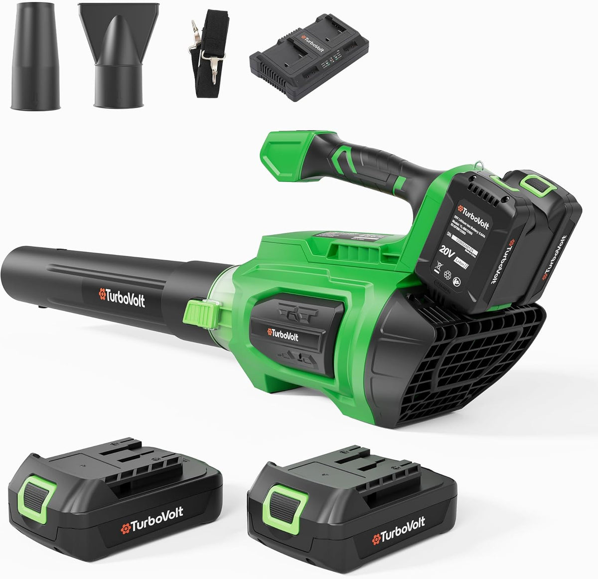 HeroJet Cordless Electric Leaf Blower, 20V, 2 x 5.0Ah Batteries, 1 Hour Fast Charger