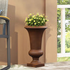 Handmade Fiber Stone Urn Planter Pot, 22.75 in Tall x 13.13 in Diameter