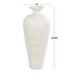 Ceramic Amphora Floor Vase, White, 13in L x 13in W x 30.5in H