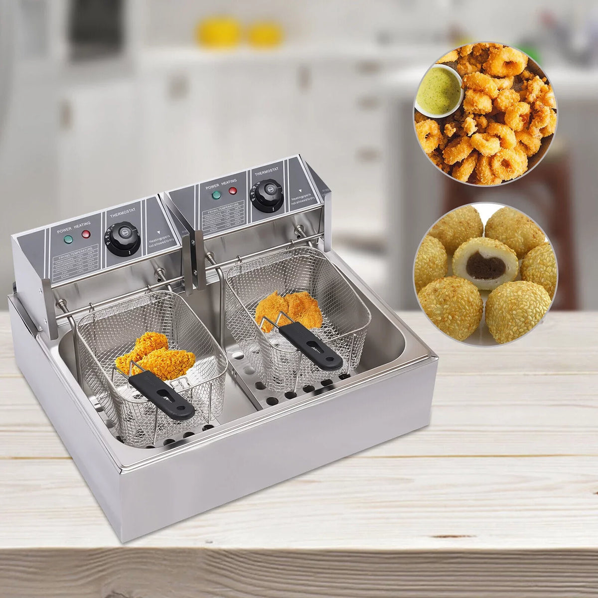 Commercial Electric Deep Fryer, 5000W, 12L Single Tank, Stainless Steel Fry Basket