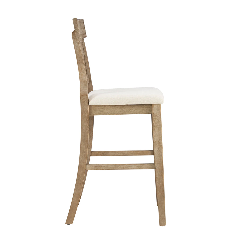 Linon Bar Stool 30 inch Rustic Brown Finish With Beige Fabric - Rylan