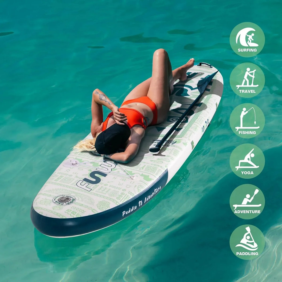 FunWater Inflatable Stand Up Paddle Board, 11 ft x 32 in x 6 in - SUP Paddle Accessories