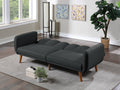 Dcenta Convertible Sofa Bed, Black Polyfiber, 1pc, Wooden Legs