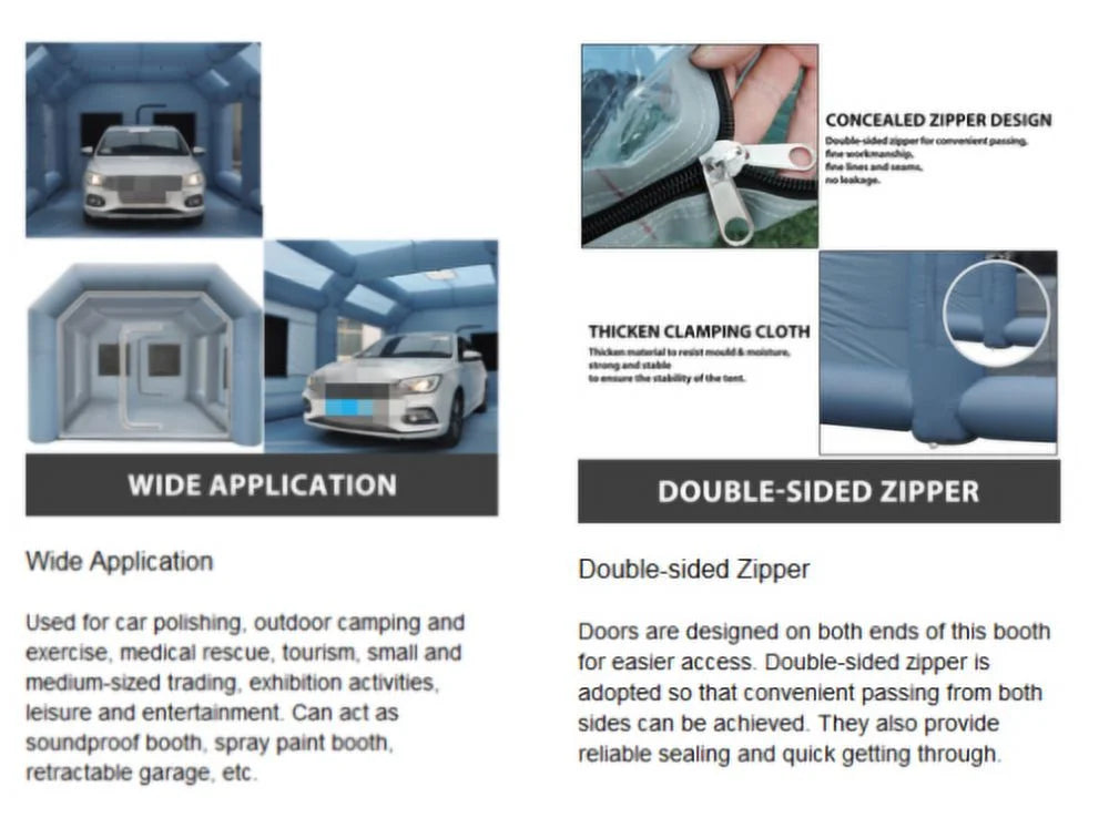 Inflatable Car Paint Spray Booth Work Tent With Filter System 26 x 15 x 10 Ft