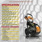 Power Stroke Gas Pressure Washer 4800 PSI 6.5 HP Orange - USAMETWC009