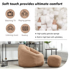 MOONMISS Microfiber Upholstered Round Bean Bag Sofa Chair With Ottoman - Gray