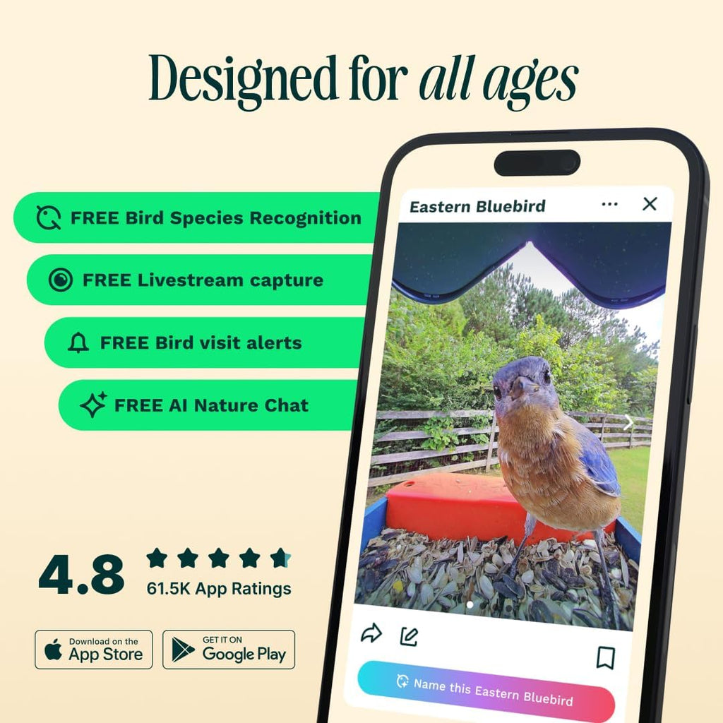 Birdbuddy PRO Solar Smart Bird Feeder With Camera, 5MP Photos, 2K HD Video, Blue - PRO