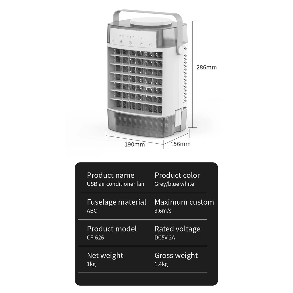 Homester Portable Evaporative Air Cooler Fan, 1000ml Tank, 3 Speeds, White