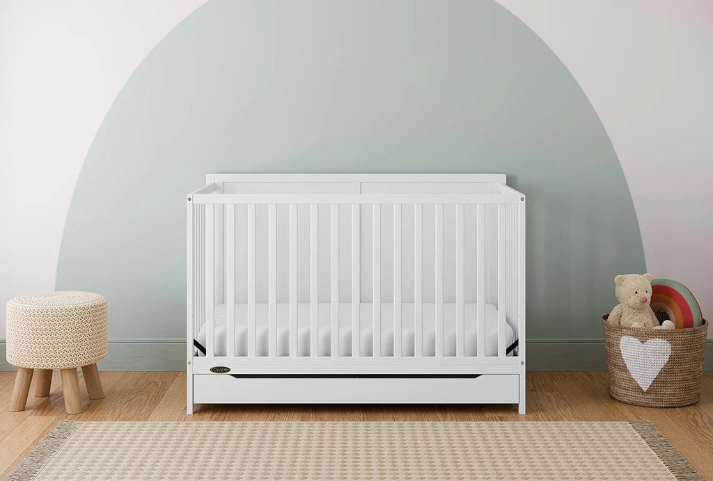 5-in-1 Convertible Baby Crib With Storage Drawer - Black