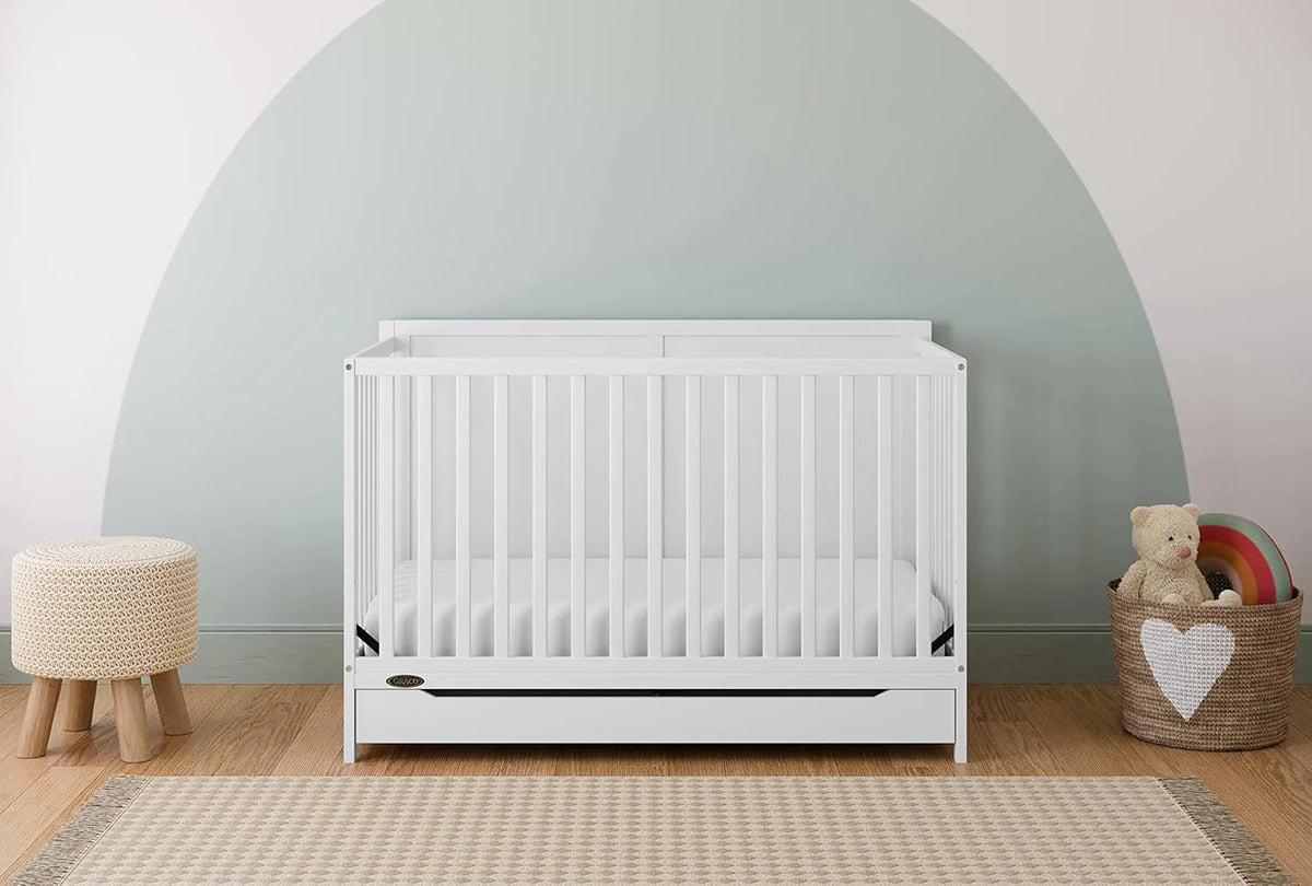 5-in-1 Convertible Baby Crib With Storage Drawer - Black