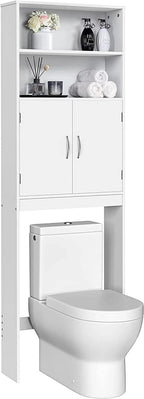 Over-the-Toilet Storage Cabinet With Adjustable Shelves And Double Doors, 77 in H, Espresso