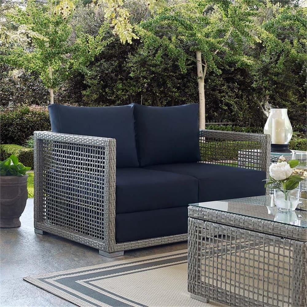 Afuera Living Wicker Patio Loveseat, Gray - 52in W x 32in D
