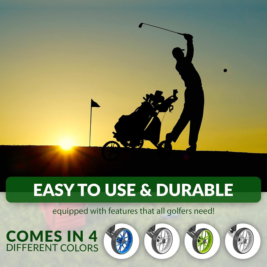 3-Wheel Foldable Golf Push Cart With Foot Brake - CaddyLite EZ V8