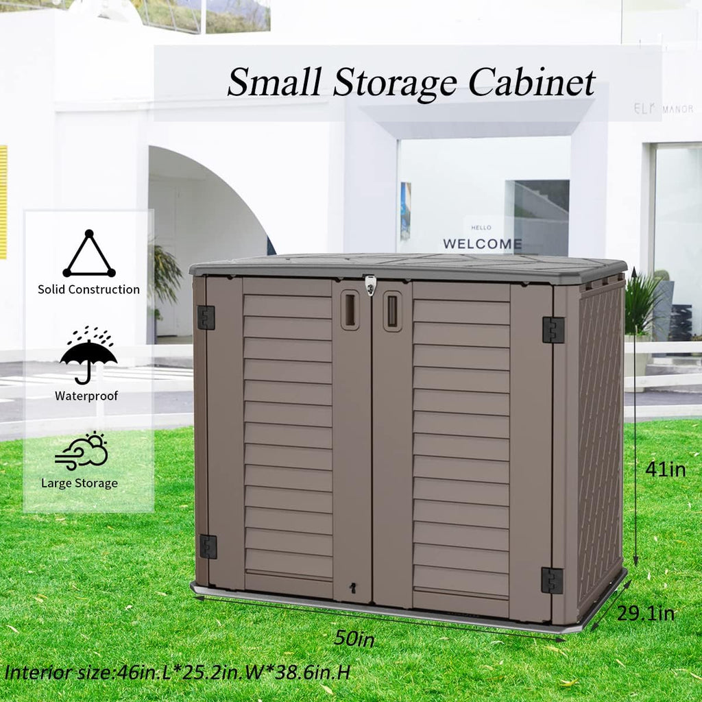 Horizontal Resin Outdoor Storage Shed, 34 Cu.ft, Brown