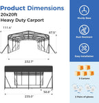 MUCHANT Heavy-Duty Carport, 12' x 20', Galvanized Steel Roof